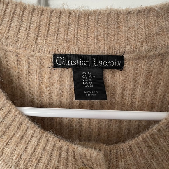 Christian Lacroix Beige wool blend Ribbed Cardigan - Picture 3 of 8